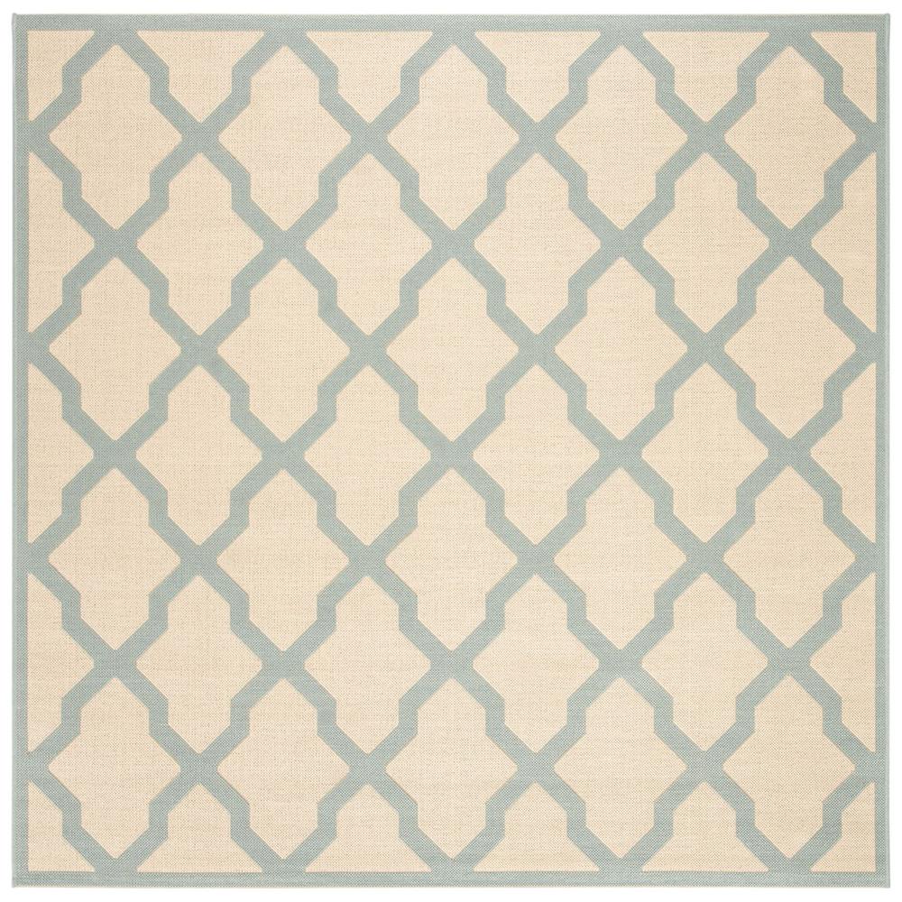 LINDEN 100, CREAM / AQUA, 6'-7" X 6'-7" Square, Area Rug, LND122L-6SQ. Picture 1