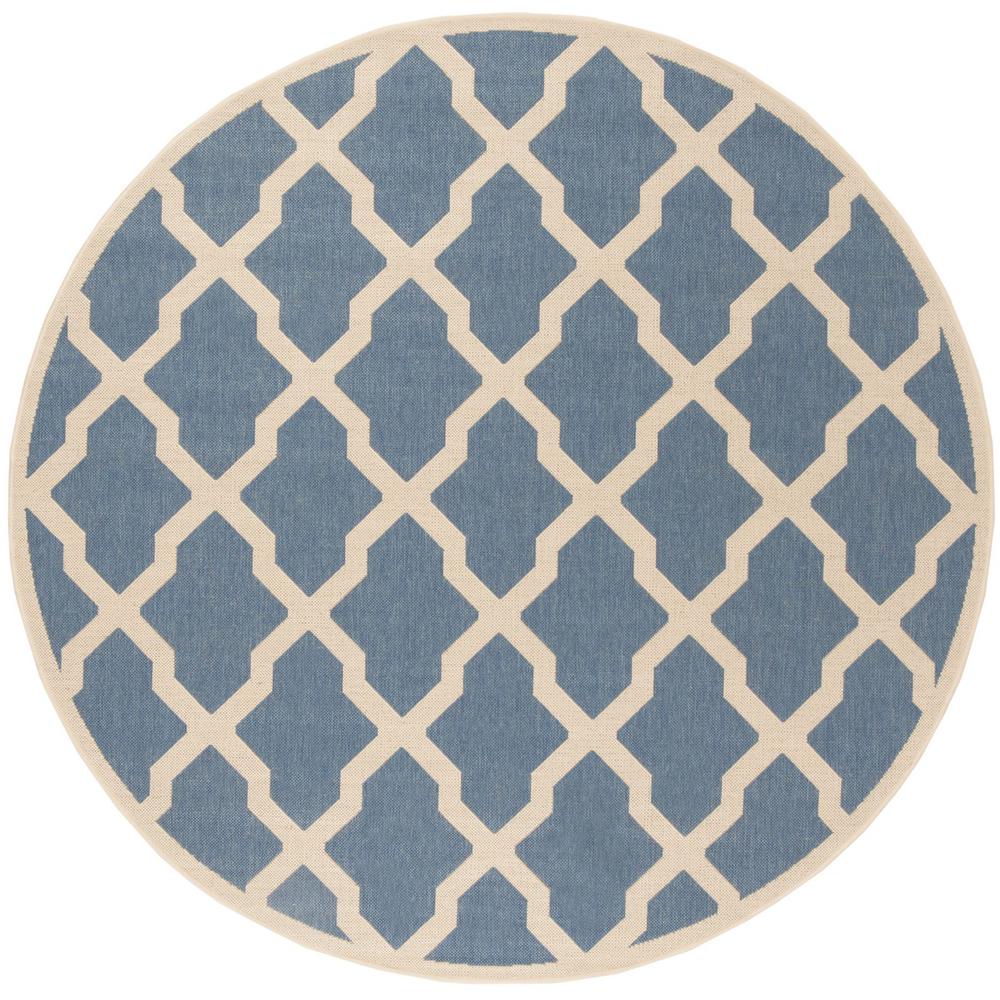 LINDEN 100, BLUE / CREME, 6'-7" X 6'-7" Round, Area Rug, LND122M-6R. Picture 1