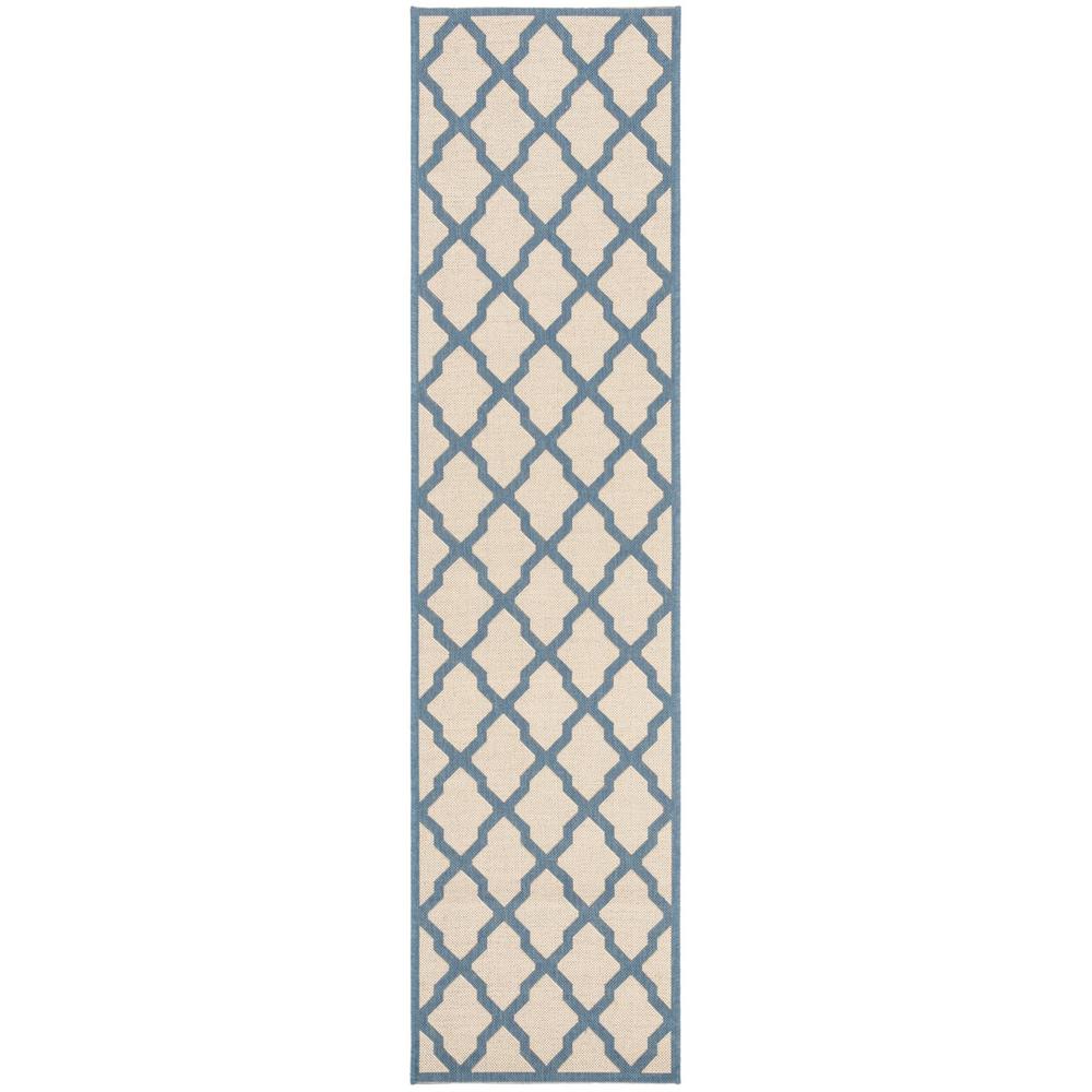 LINDEN 100, CREAM / BLUE, 2' X 8', Area Rug, LND122N-28. Picture 1