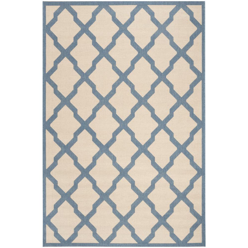 LINDEN 100, CREAM / BLUE, 5'-1" X 7'-6", Area Rug, LND122N-5. Picture 1
