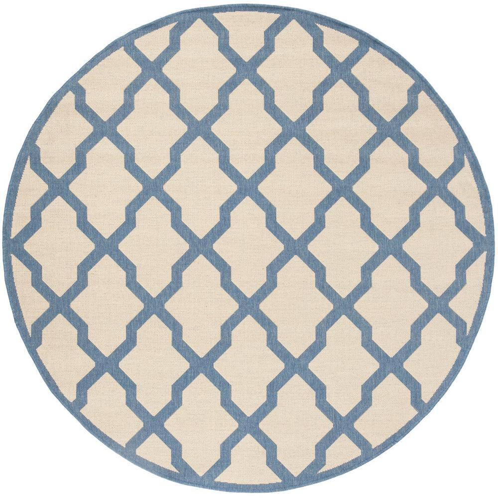 LINDEN 100, CREAM / BLUE, 6'-7" X 6'-7" Round, Area Rug, LND122N-6R. Picture 1