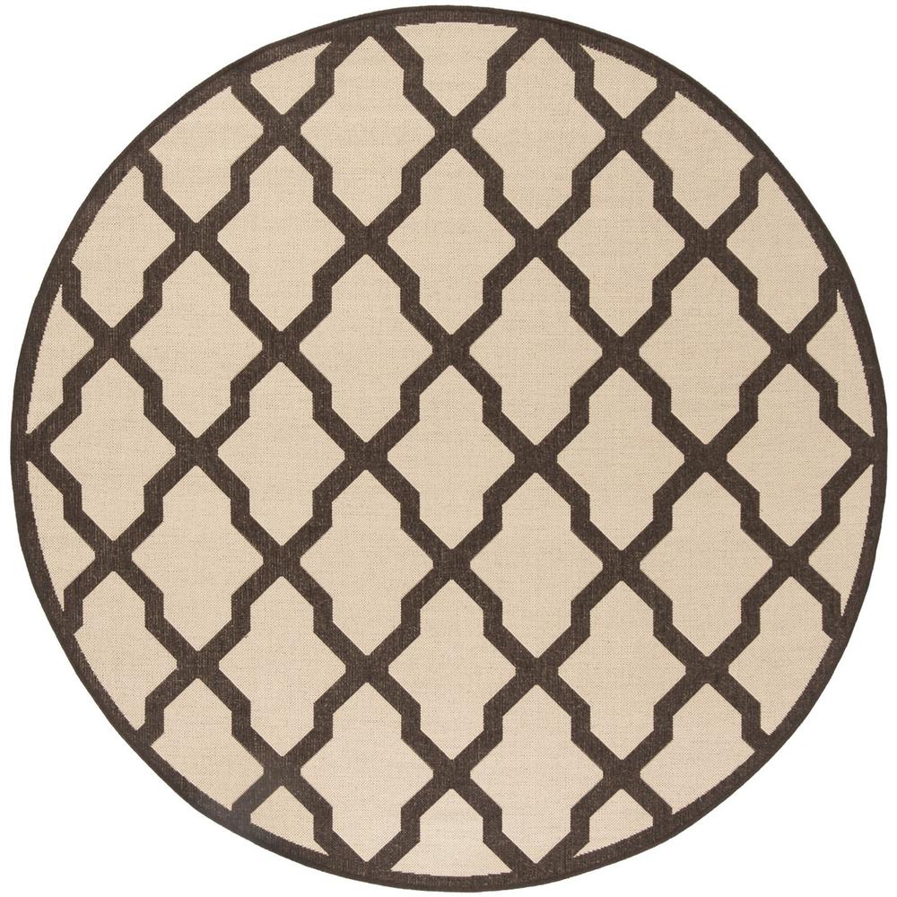 LINDEN 100, CREME / BROWN, 6'-7" X 6'-7" Round, Area Rug, LND122U-6R. Picture 1