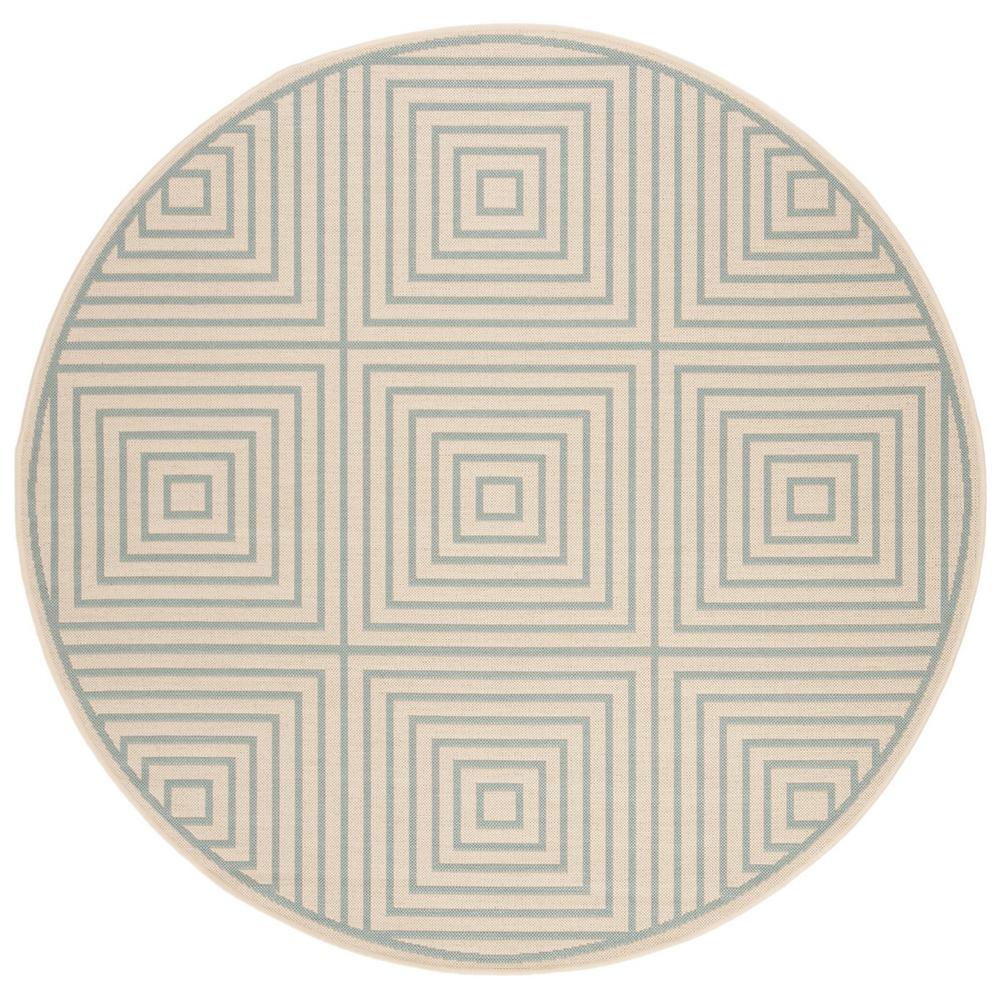 LINDEN 100, CREAM / AQUA, 6'-7" X 6'-7" Round, Area Rug, LND123L-6R. Picture 1