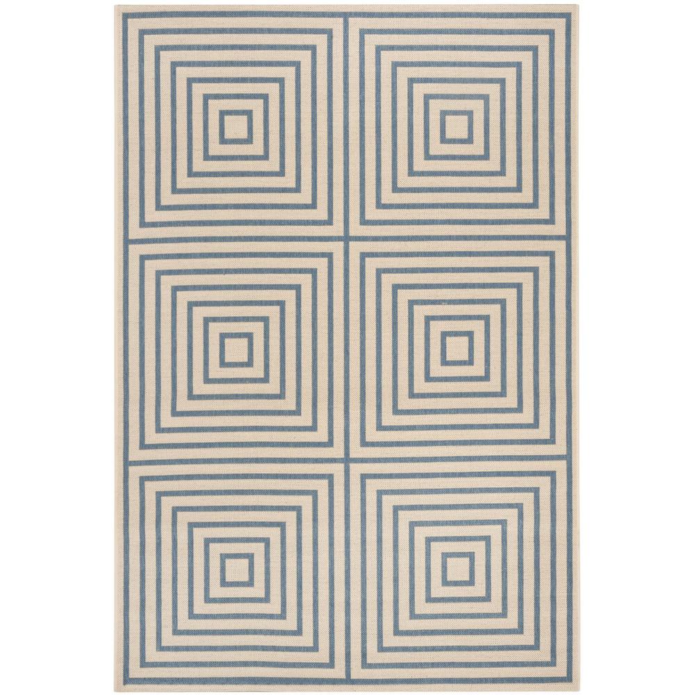 LINDEN 100, CREAM / BLUE, 5'-1" X 7'-6", Area Rug, LND123N-5. Picture 1