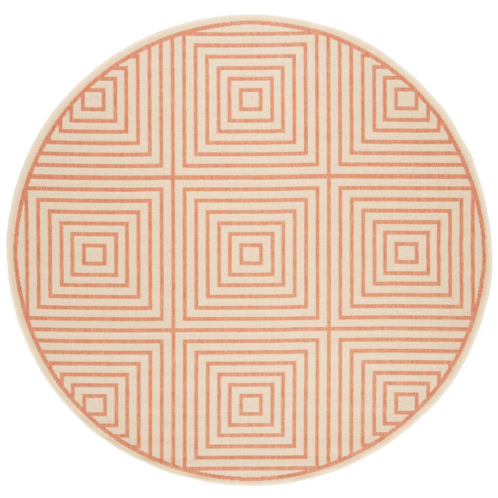LINDEN 100, CREAM / RUST, 6'-7" X 6'-7" Round, Area Rug, LND123R-6R. Picture 1