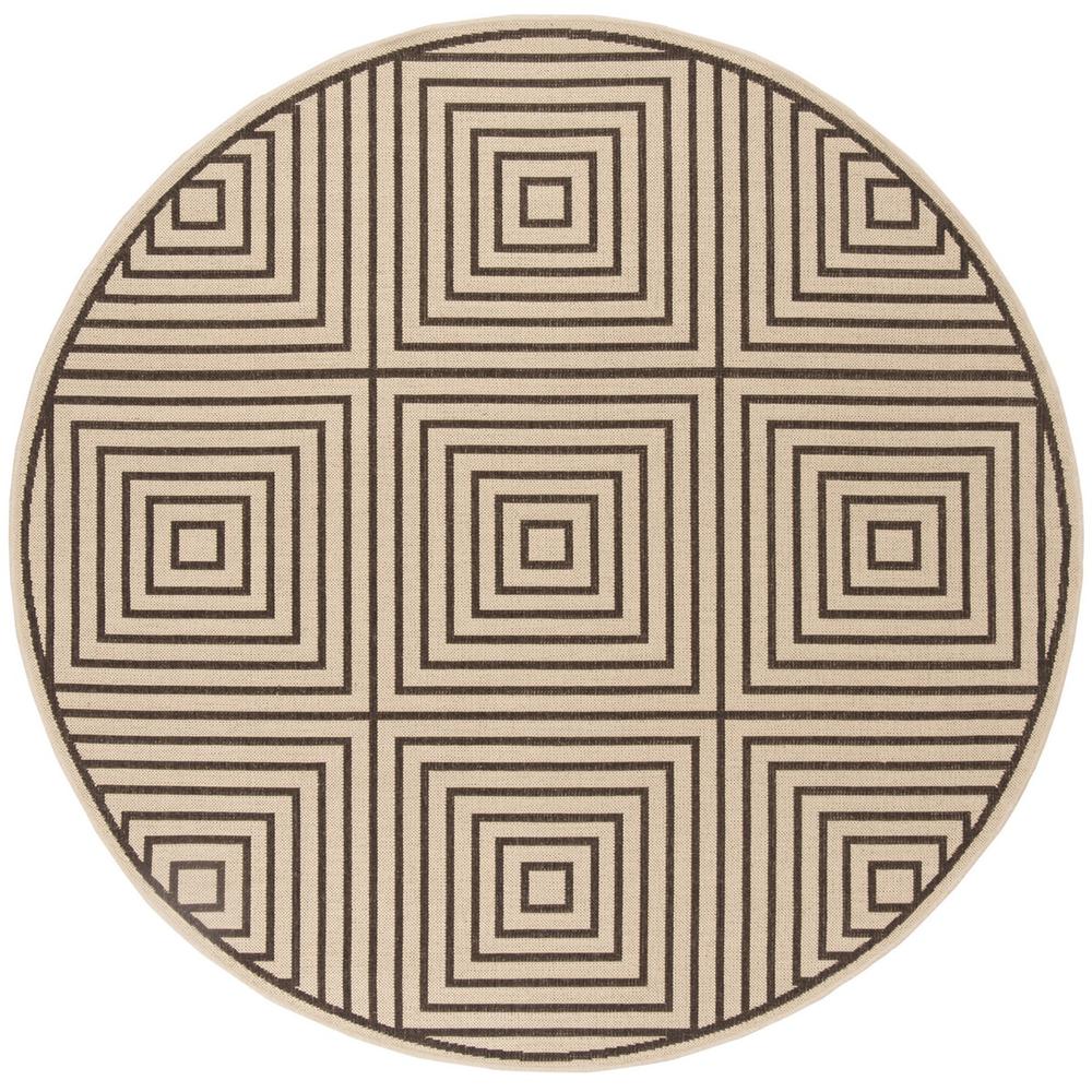 LINDEN 100, CREME / BROWN, 6'-7" X 6'-7" Round, Area Rug, LND123U-6R. Picture 1