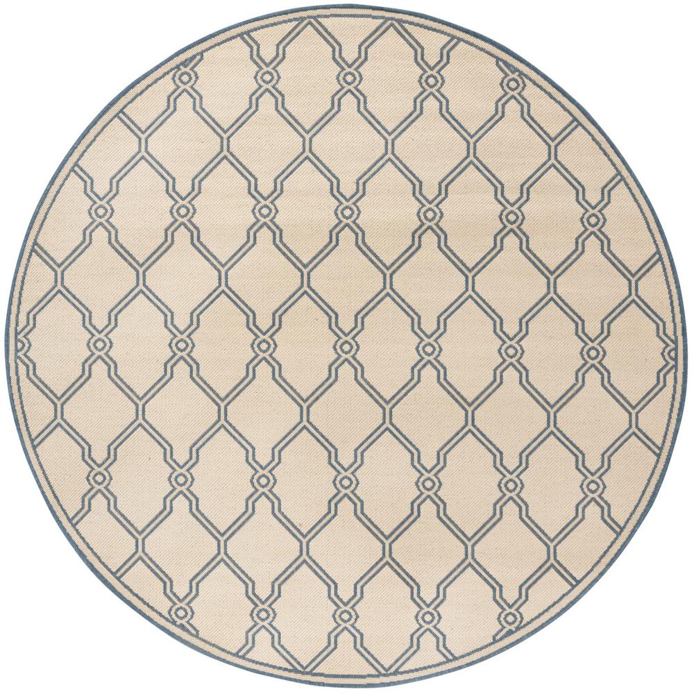 LINDEN 100, CREAM / BLUE, 6'-7" X 6'-7" Round, Area Rug, LND124N-6R. Picture 1