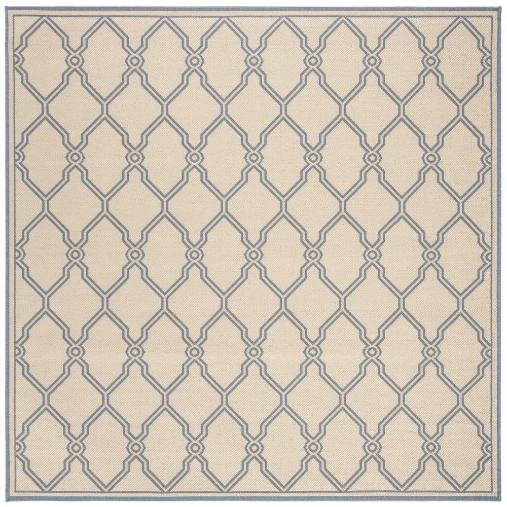 LINDEN 100, CREAM / BLUE, 6'-7" X 6'-7" Square, Area Rug, LND124N-6SQ. Picture 1