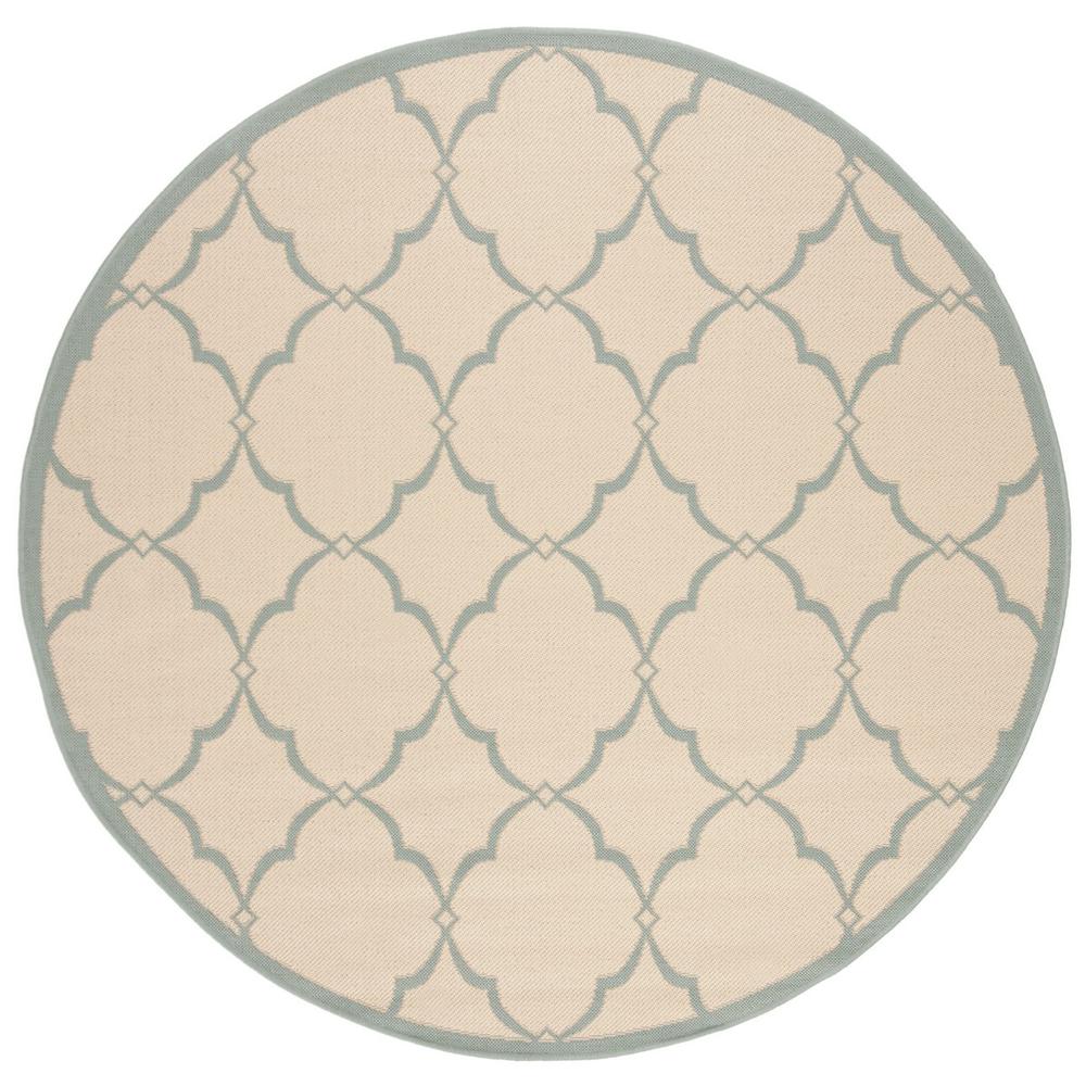 LINDEN 100, CREAM / AQUA, 6'-7" X 6'-7" Round, Area Rug, LND125L-6R. Picture 1