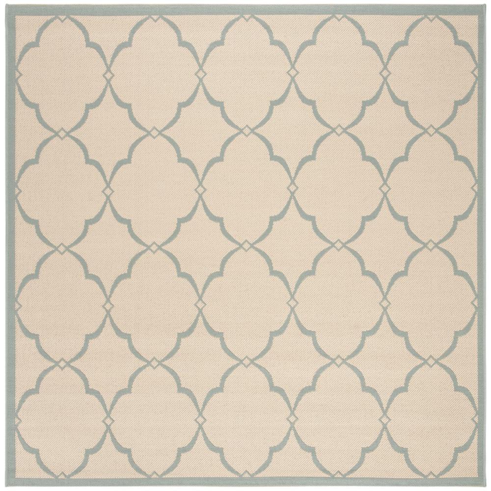 LINDEN 100, CREAM / AQUA, 6'-7" X 6'-7" Square, Area Rug, LND125L-6SQ. Picture 1