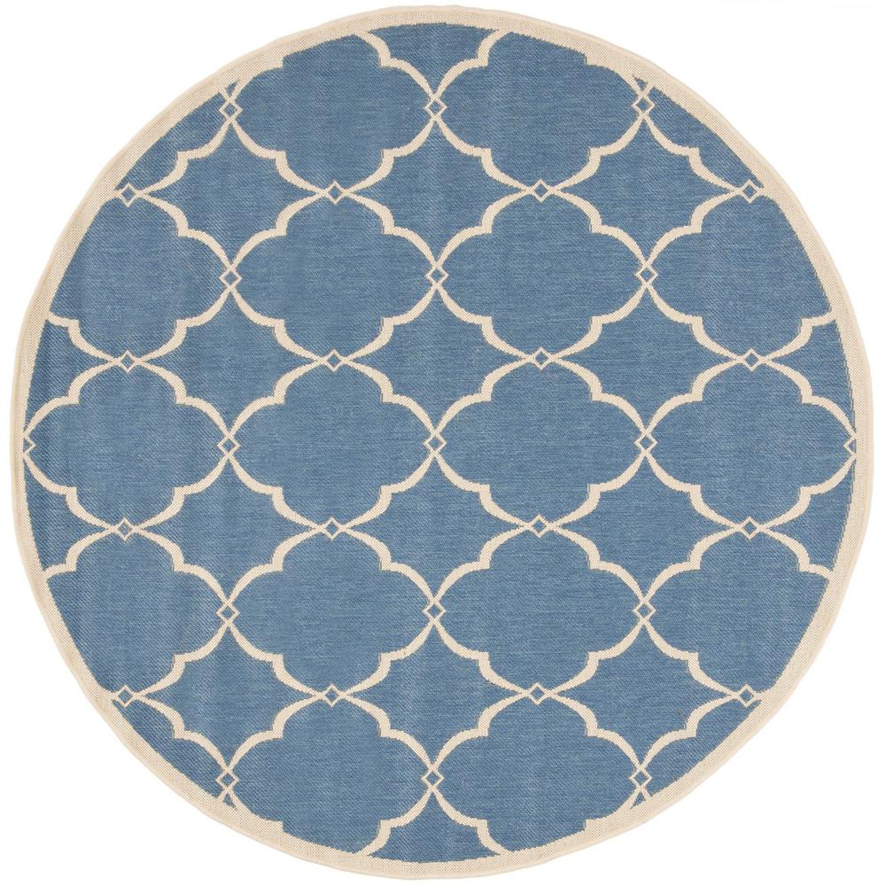 LINDEN 100, BLUE / CREME, 6'-7" X 6'-7" Round, Area Rug, LND125M-6R. Picture 1