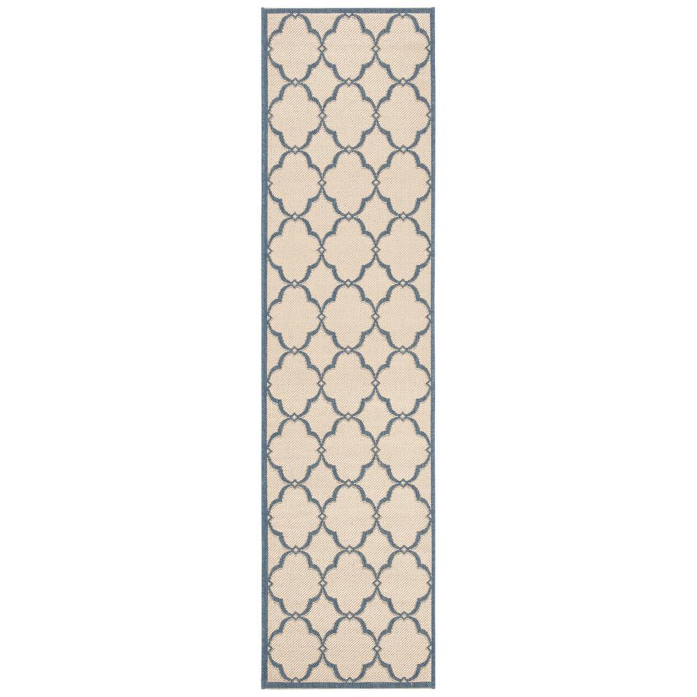 LINDEN 100, CREAM / BLUE, 2' X 8', Area Rug, LND125N-28. Picture 1