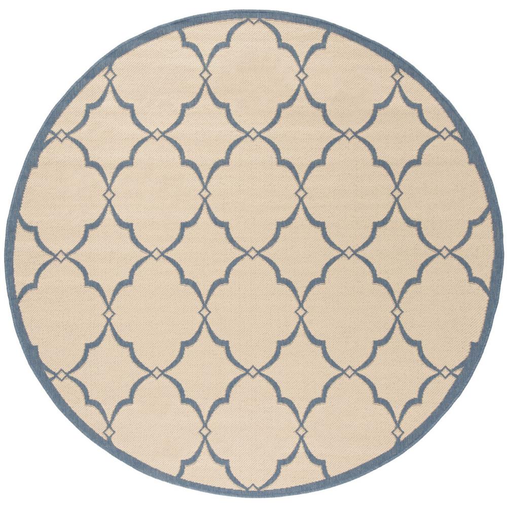 LINDEN 100, CREAM / BLUE, 6'-7" X 6'-7" Round, Area Rug, LND125N-6R. Picture 1