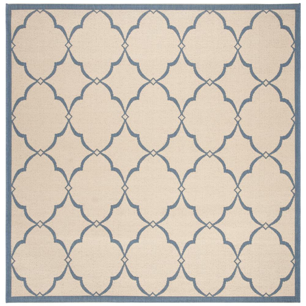 LINDEN 100, CREAM / BLUE, 6'-7" X 6'-7" Square, Area Rug, LND125N-6SQ. Picture 1