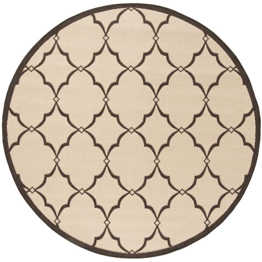 LINDEN 100, CREME / BROWN, 6'-7" X 6'-7" Round, Area Rug, LND125U-6R. Picture 1