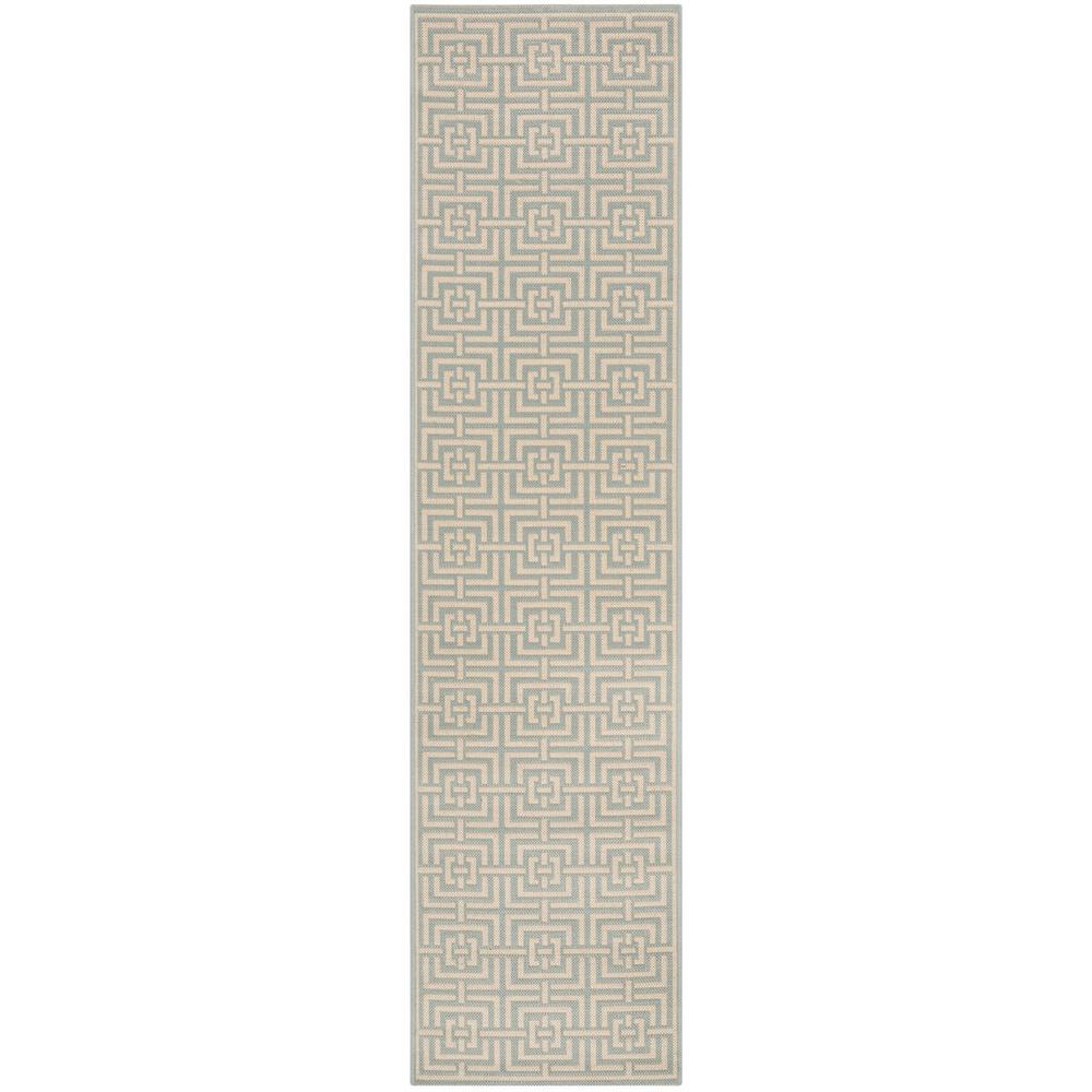 LINDEN 100, AQUA / CREAM, 2' X 8', Area Rug, LND128K-28. Picture 1