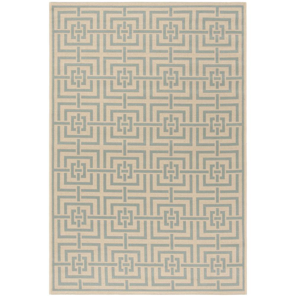 LINDEN 100, CREAM / AQUA, 5'-1" X 7'-6", Area Rug, LND128L-5. Picture 1