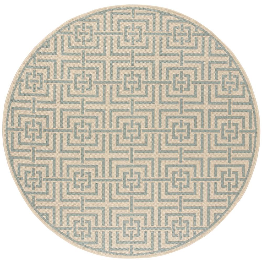 LINDEN 100, CREAM / AQUA, 6'-7" X 6'-7" Round, Area Rug, LND128L-6R. Picture 1