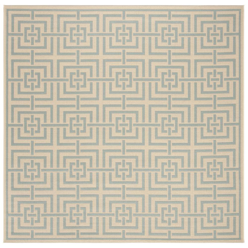 LINDEN 100, CREAM / AQUA, 6'-7" X 6'-7" Square, Area Rug, LND128L-6SQ. Picture 1