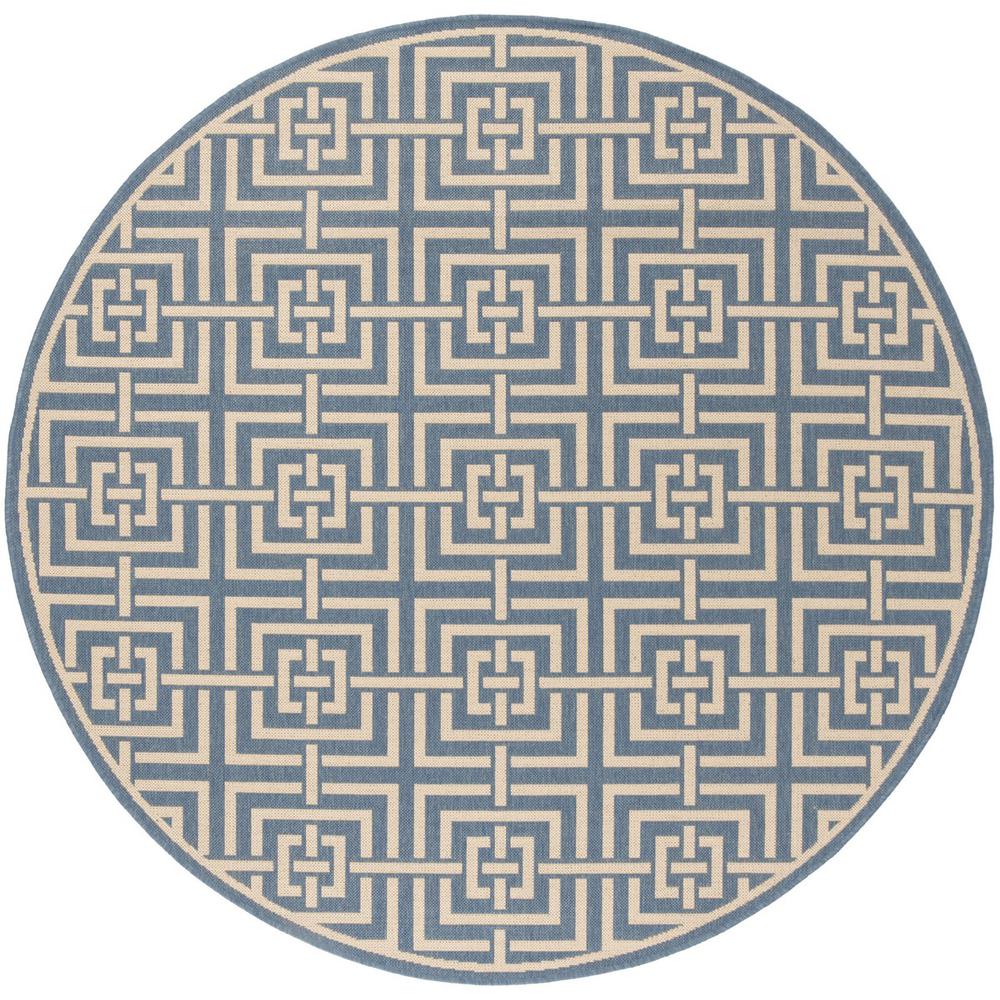 LINDEN 100, BLUE / CREME, 6'-7" X 6'-7" Round, Area Rug, LND128M-6R. Picture 1