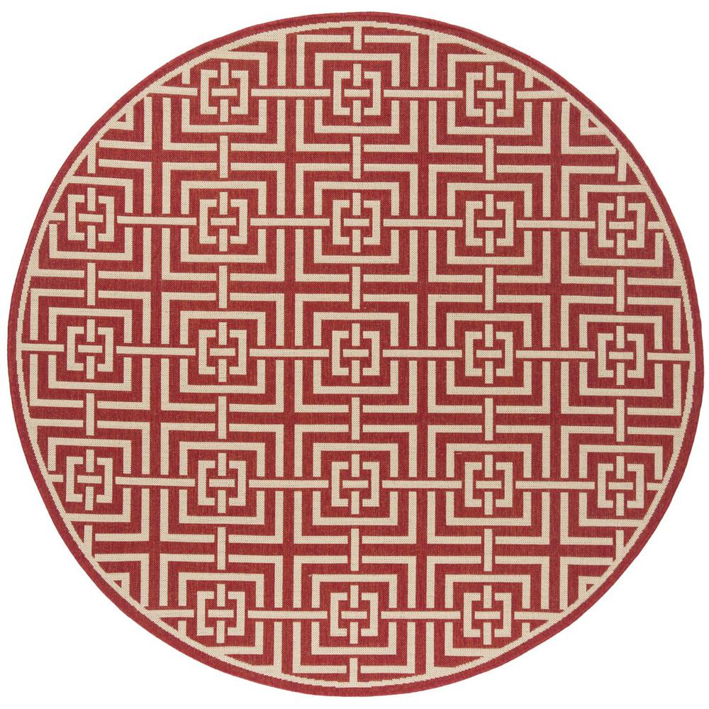 LINDEN 100, RED / CREME, 6'-7" X 6'-7" Round, Area Rug, LND128Q-6R. Picture 1