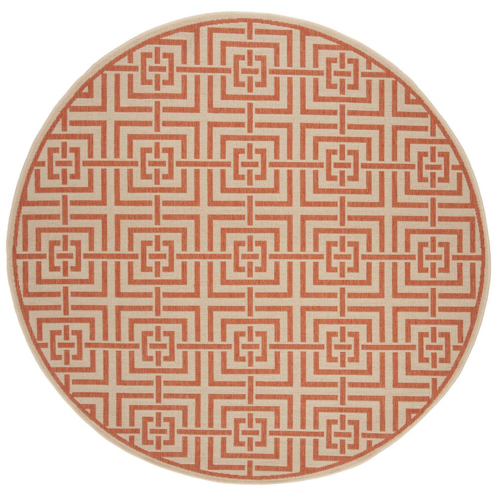 LINDEN 100, CREAM / RUST, 6'-7" X 6'-7" Round, Area Rug, LND128R-6R. Picture 1