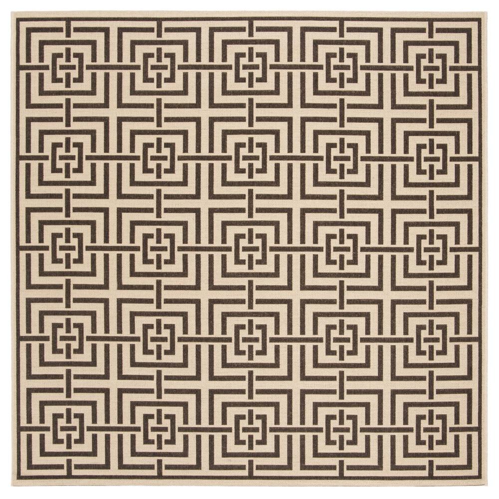 LINDEN 100, CREME / BROWN, 6'-7" X 6'-7" Square, Area Rug, LND128U-6SQ. Picture 1