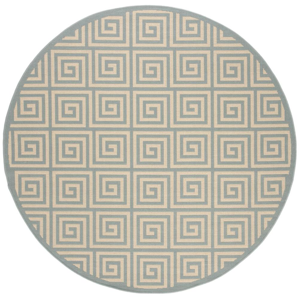 LINDEN 100, CREAM / AQUA, 6'-7" X 6'-7" Round, Area Rug, LND129L-6R. Picture 1