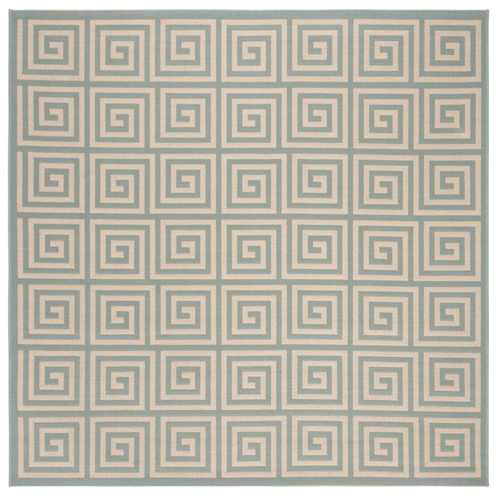 LINDEN 100, CREAM / AQUA, 6'-7" X 6'-7" Square, Area Rug, LND129L-6SQ. Picture 1