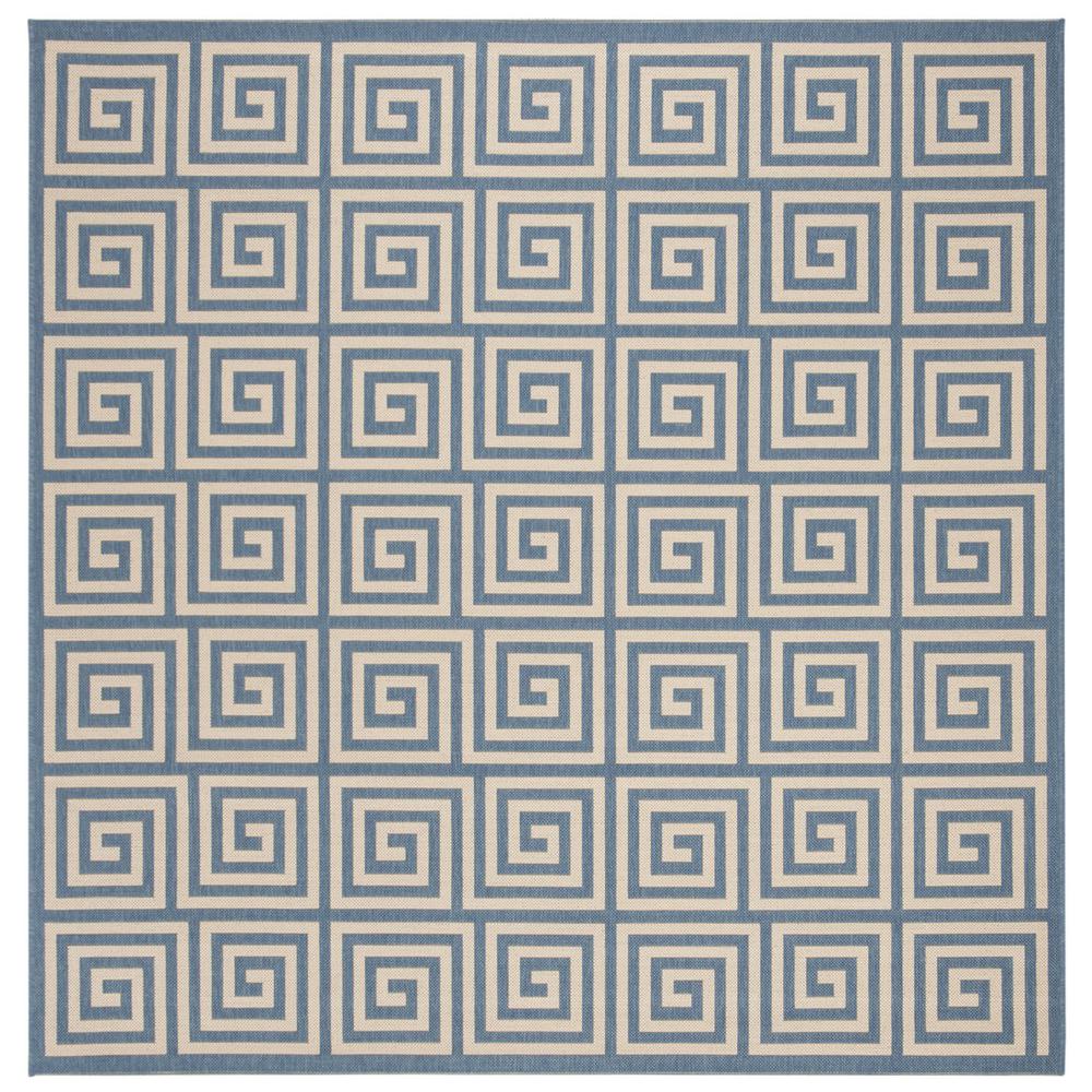 LINDEN 100, CREAM / BLUE, 6'-7" X 6'-7" Square, Area Rug, LND129N-6SQ. Picture 1