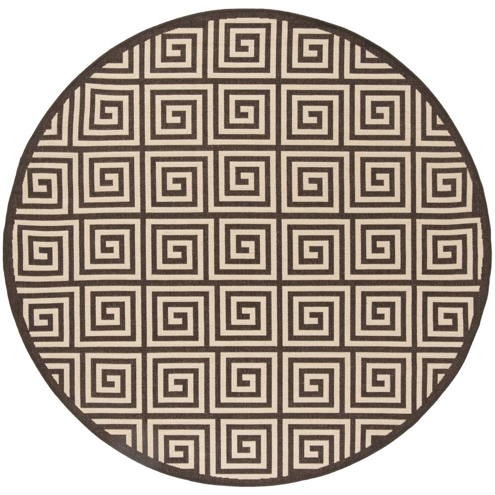 LINDEN 100, CREME / BROWN, 6'-7" X 6'-7" Round, Area Rug, LND129U-6R. Picture 1