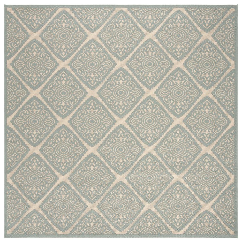 LINDEN 100, CREAM / AQUA, 6'-7" X 6'-7" Square, Area Rug, LND132L-6SQ. Picture 1