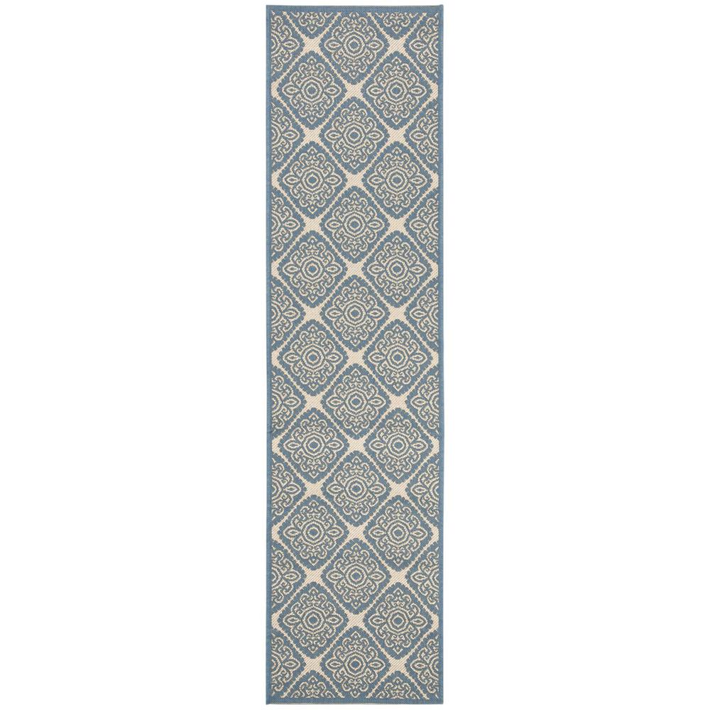 LINDEN 100, CREAM / BLUE, 2' X 8', Area Rug, LND132N-28. Picture 1