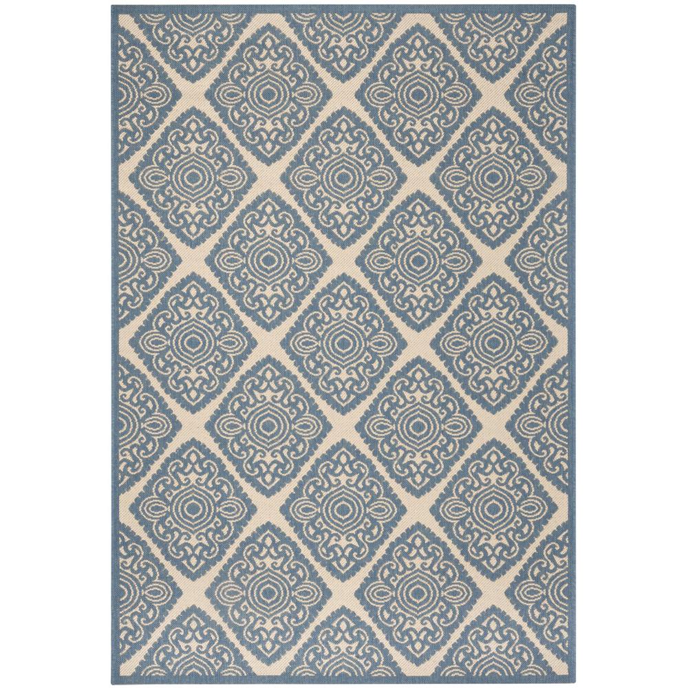 LINDEN 100, CREAM / BLUE, 5'-1" X 7'-6", Area Rug, LND132N-5. Picture 1