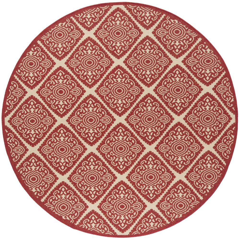 LINDEN 100, RED / CREME, 6'-7" X 6'-7" Round, Area Rug, LND132Q-6R. Picture 1