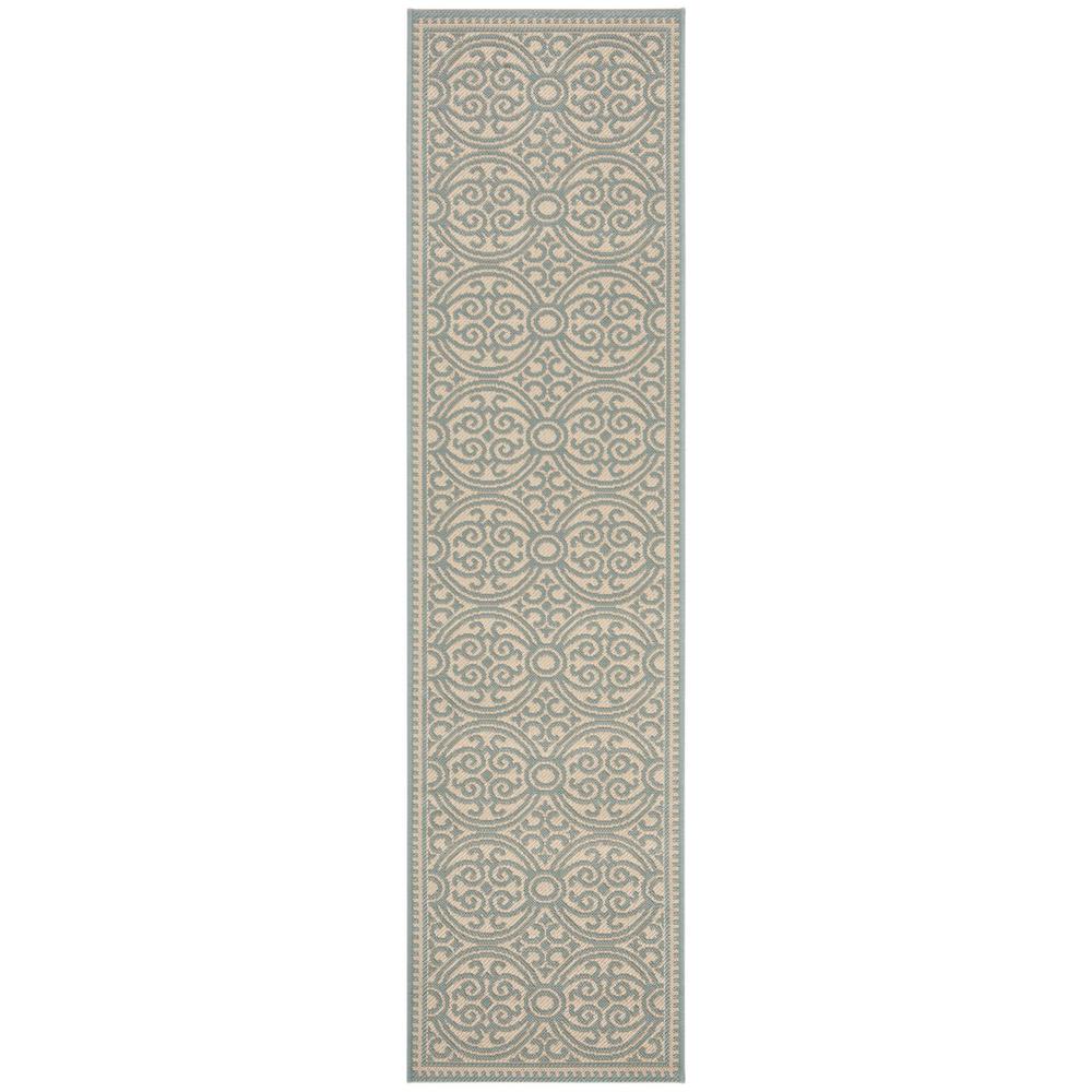 LINDEN 100, AQUA / CREAM, 2' X 8', Area Rug, LND134K-28. Picture 1