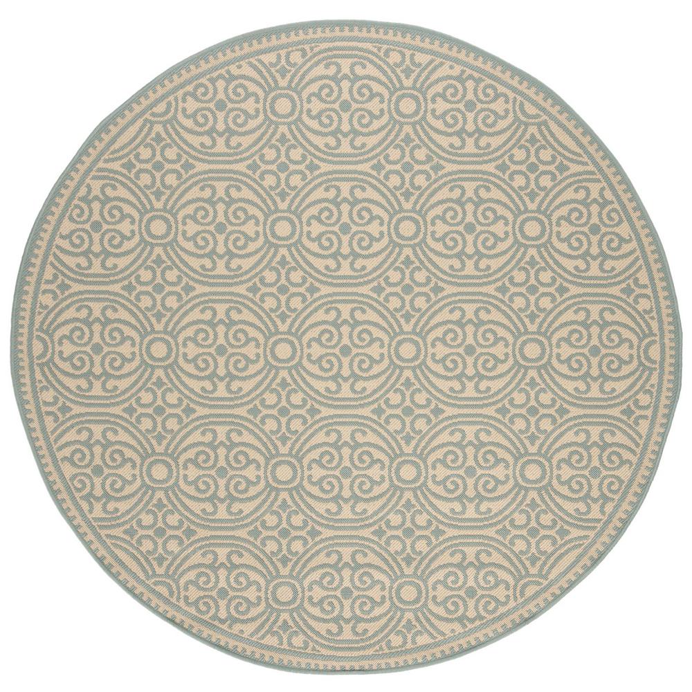 LINDEN 100, AQUA / CREAM, 6'-7" X 6'-7" Round, Area Rug, LND134K-6R. Picture 1