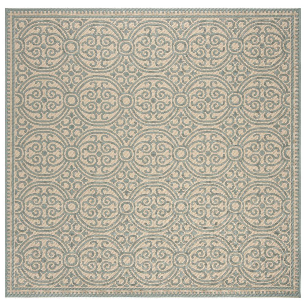 LINDEN 100, AQUA / CREAM, 6'-7" X 6'-7" Square, Area Rug, LND134K-6SQ. Picture 1