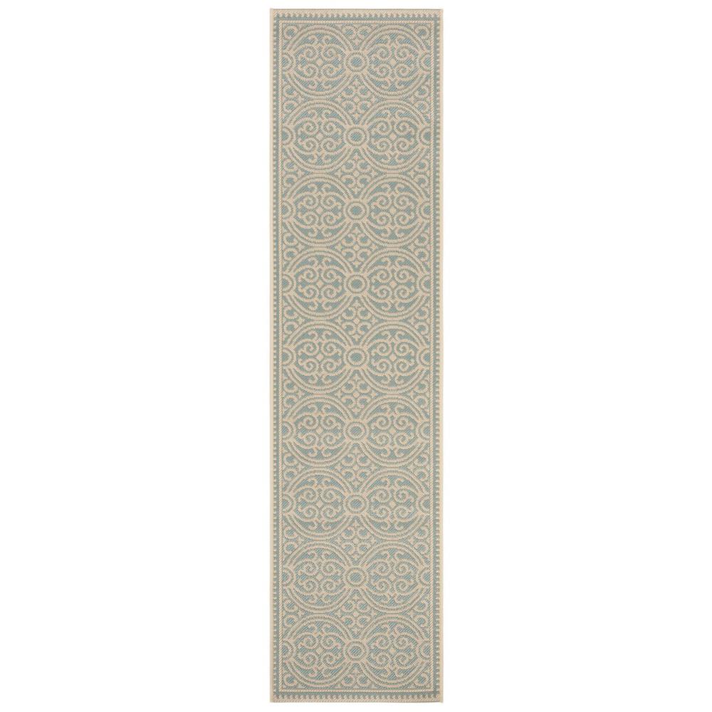 LINDEN 100, CREAM / AQUA, 2' X 8', Area Rug, LND134L-28. Picture 1