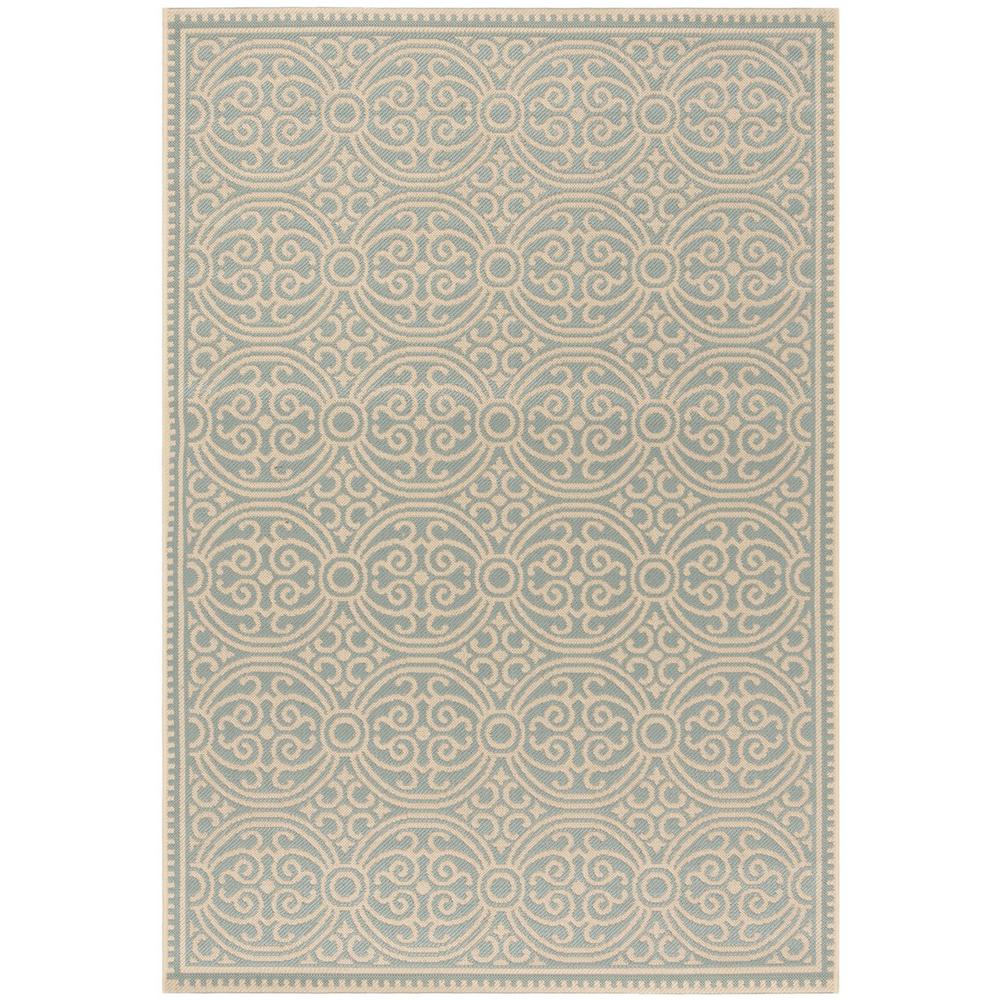 LINDEN 100, CREAM / AQUA, 5'-1" X 7'-6", Area Rug, LND134L-5. Picture 1
