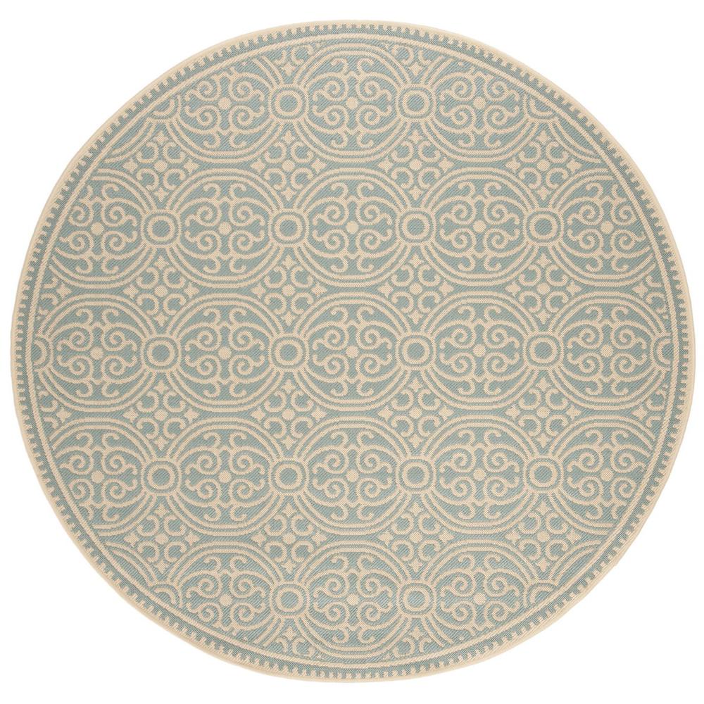 LINDEN 100, CREAM / AQUA, 6'-7" X 6'-7" Round, Area Rug, LND134L-6R. Picture 1