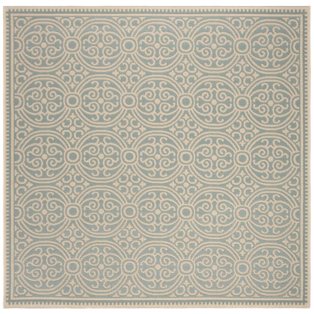 LINDEN 100, CREAM / AQUA, 6'-7" X 6'-7" Square, Area Rug, LND134L-6SQ. Picture 1