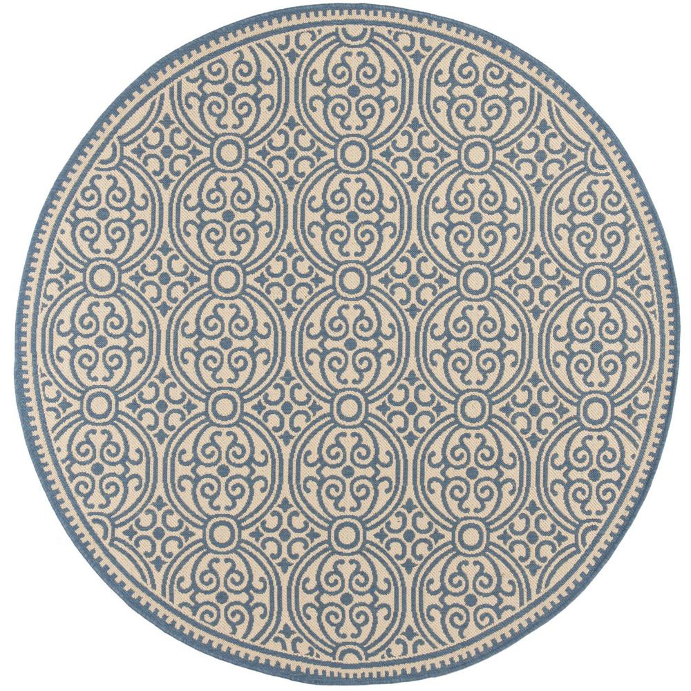 LINDEN 100, BLUE / CREME, 6'-7" X 6'-7" Round, Area Rug, LND134M-6R. Picture 1