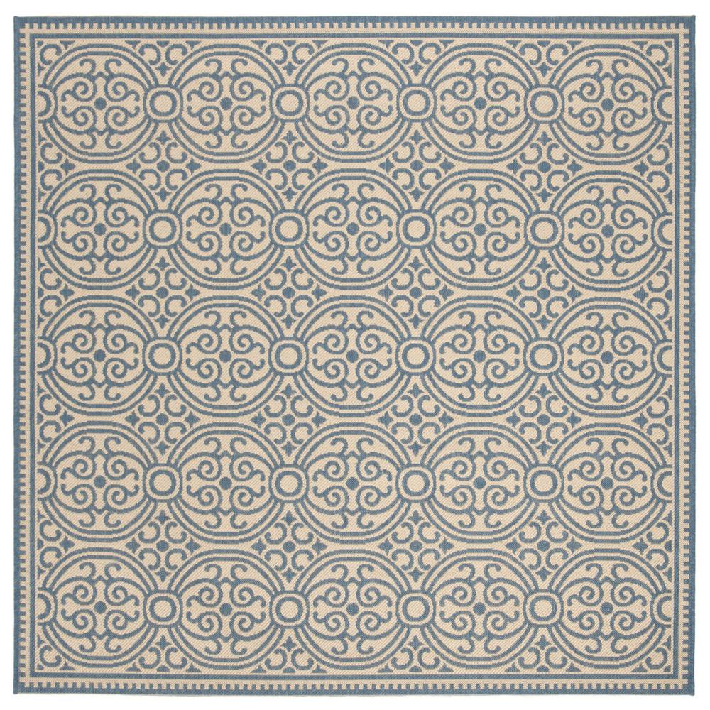 LINDEN 100, BLUE / CREME, 6'-7" X 6'-7" Square, Area Rug, LND134M-6SQ. Picture 1