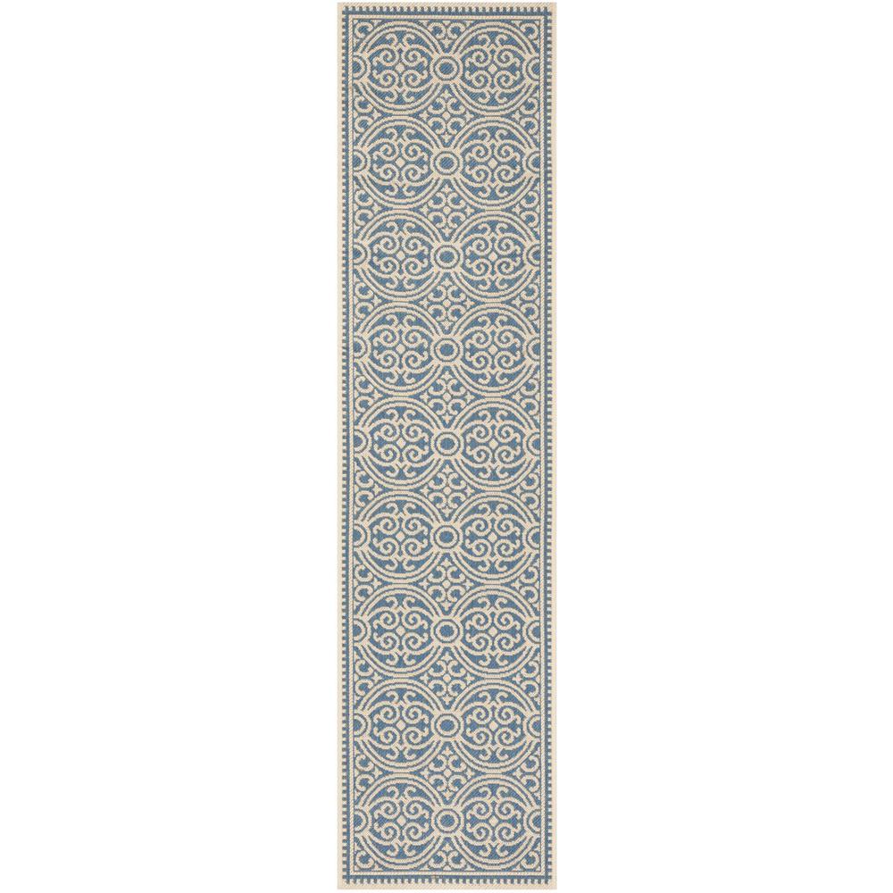 LINDEN 100, CREAM / BLUE, 2' X 8', Area Rug, LND134N-28. Picture 1