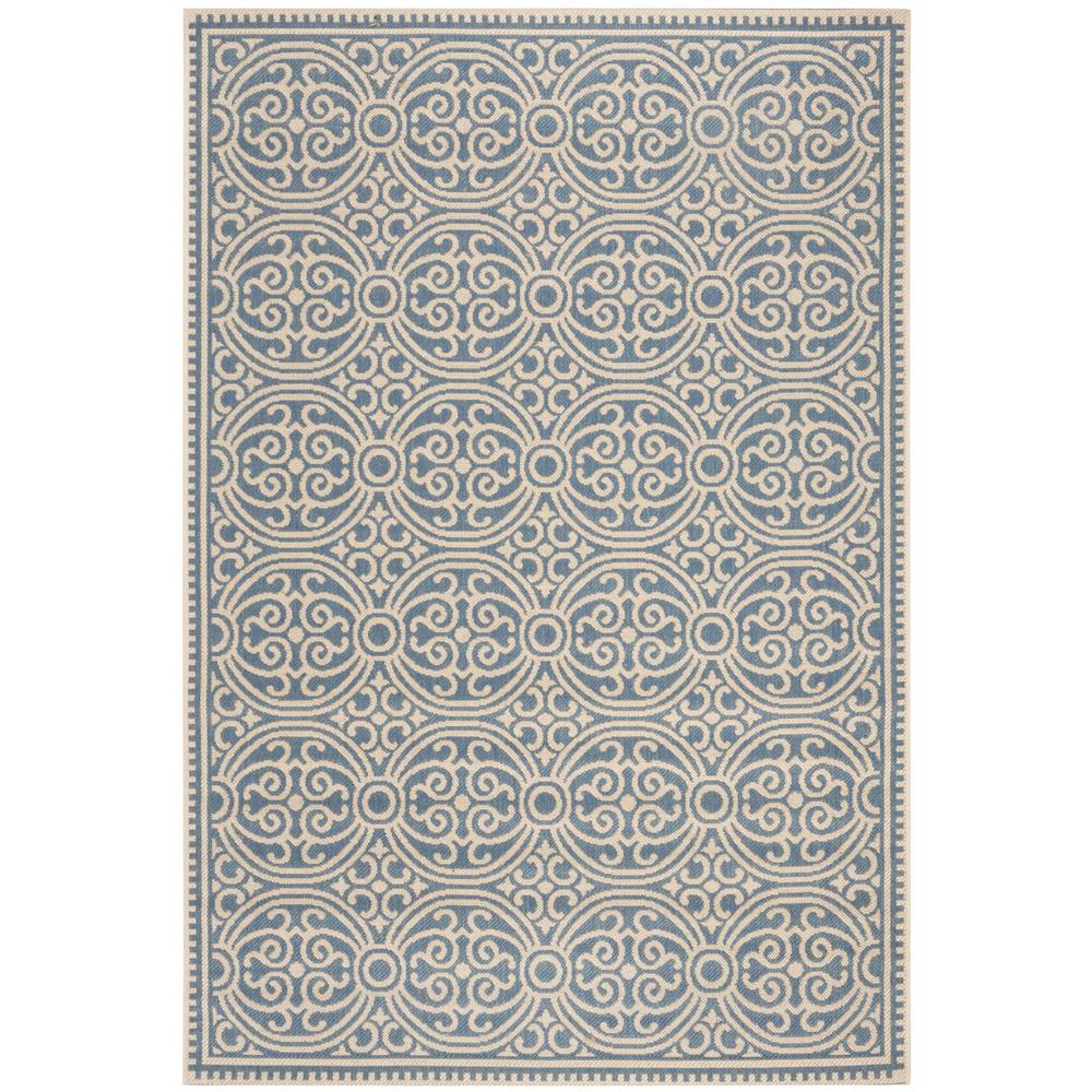LINDEN 100, CREAM / BLUE, 5'-1" X 7'-6", Area Rug, LND134N-5. Picture 1