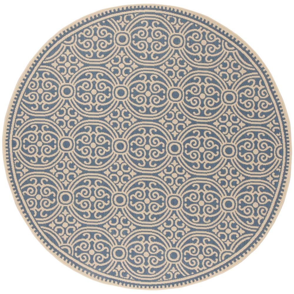 LINDEN 100, CREAM / BLUE, 6'-7" X 6'-7" Round, Area Rug, LND134N-6R. Picture 1