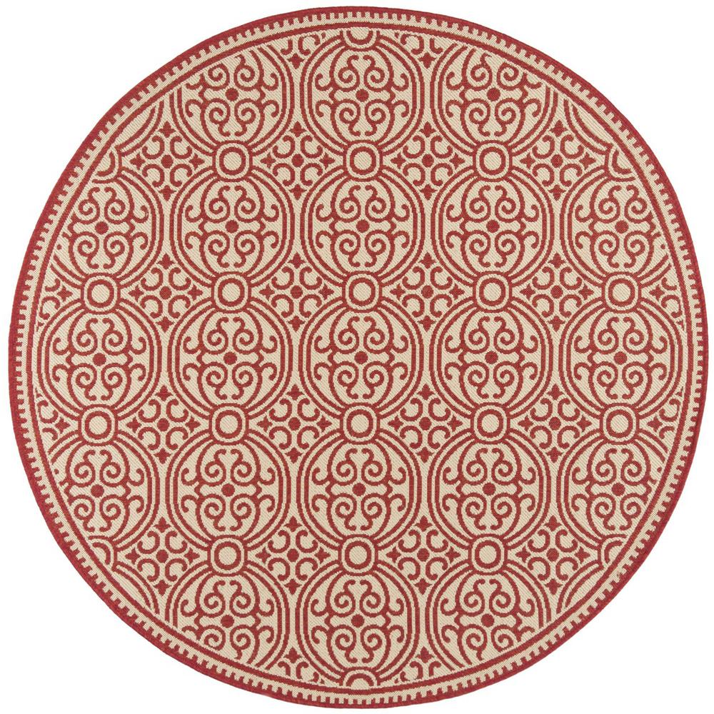 LINDEN 100, RED / CREME, 6'-7" X 6'-7" Round, Area Rug, LND134Q-6R. Picture 1