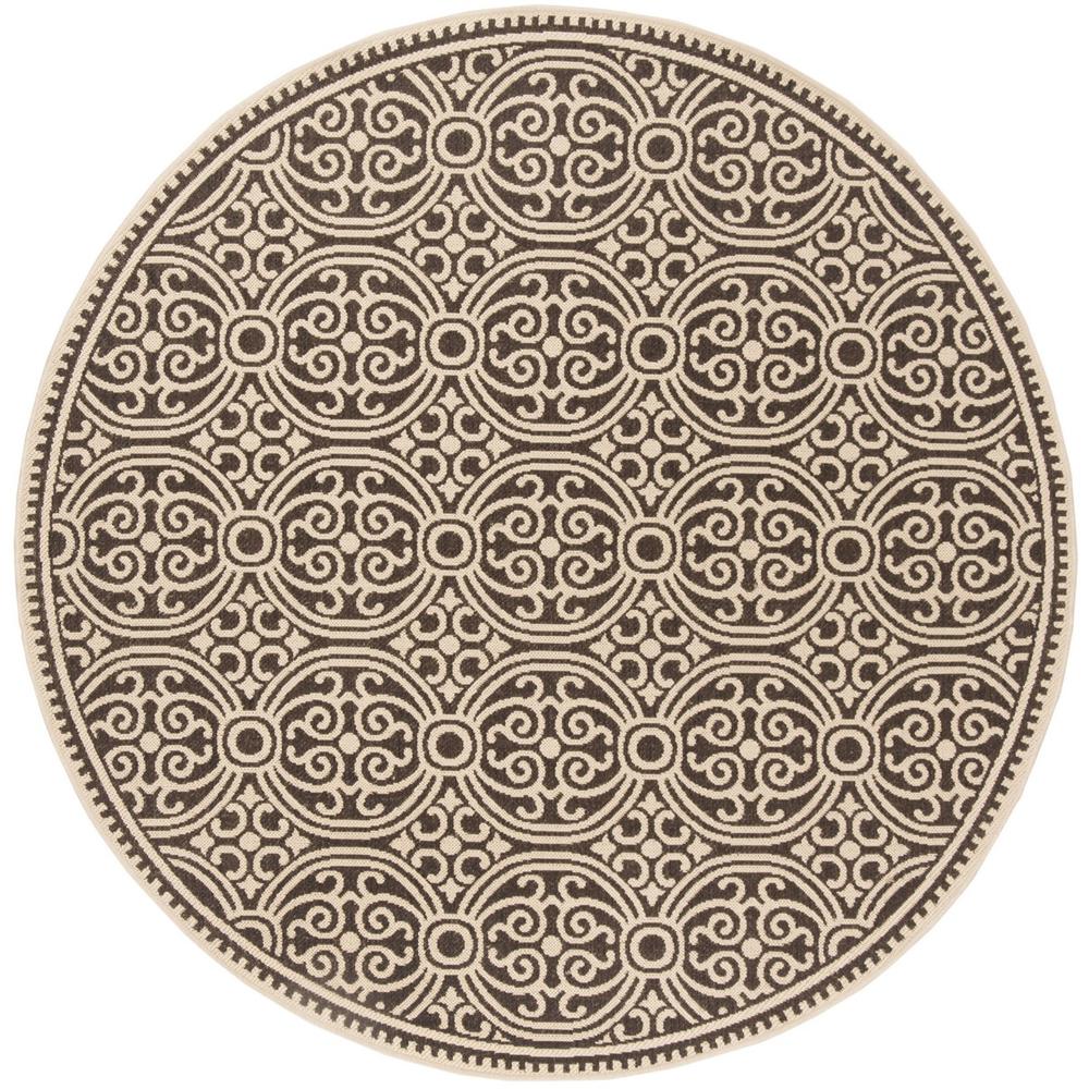 LINDEN 100, CREME / BROWN, 6'-7" X 6'-7" Round, Area Rug, LND134U-6R. Picture 1