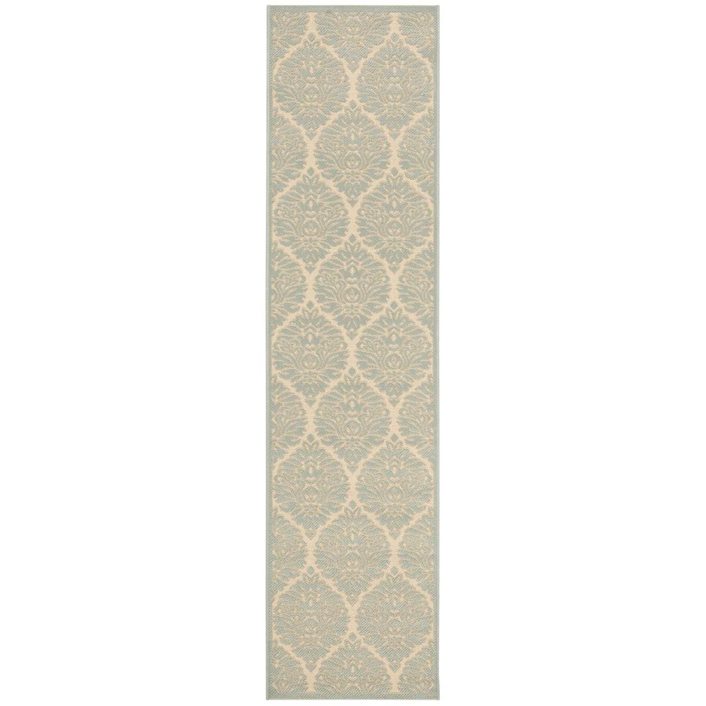 LINDEN 100, CREAM / AQUA, 2' X 8', Area Rug, LND135L-28. Picture 1